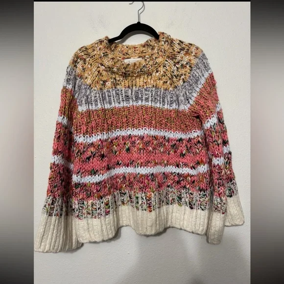 Anthropologie Kahlo Chunky Striped Jumper Sweater Alpaca Wool Blend Size Medium - Picture 5 of 11